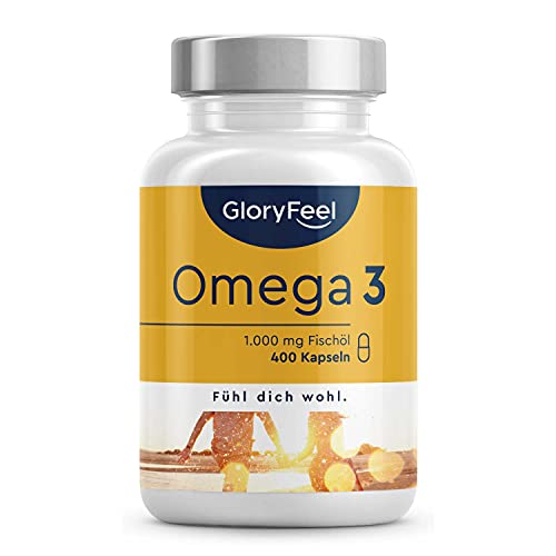 Omega 3 (400 Kapseln) - 1.000 mg Fischöl pro Kapsel mit EPA & DHA - Essentielle Omega 3 Fettsäuren hochdosiert - Nachhaltiger Fischfang, Laborgeprüft, ohne Zusätze in Deutschland hergestellt