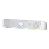 Redragon GS560 Adiemus RGB Desktop-Soundbar, 2.0-Kanal-Computerlautsprecher mit dynamischer Lichtleiste Audio-Light-Sync/Display, Touch-Control-Hintergrundbeleuchtung mit Lautstärkeregler, USB Kabl