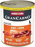 animonda GranCarno Hunde Nassfutter Rind + Huhn (6 x 800 g), Welpenfutter nass ohne Getreide für Junge Hunde, mit frischen fleischigen Zutaten, Junior Hundefutter