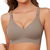 Lonya BH Damen ohne Bügel Seamless Bequemer Minimizer BHS Soft Schlaf T Shirt BH Push Up Bügellos Nahtloser Bralette Comfy Bra, Grau, XL