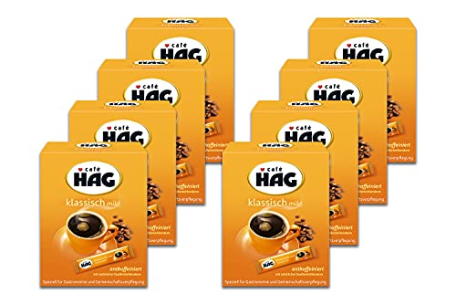 Café HAG Klassisch Mild Tassenportion, Löslicher Kaffee entkoffeiniert, Vorratspack 200 Kaffee Instant Sticks (8x25x1,8g = 360g)