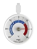 TFA Dostmann Analoges Kühlthermometer, klein, handlich, zur Kontrolle von Kühl- und Gefrierschrank, L 72 x B 21 x H 95 mm, Weiß