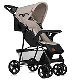 LIONELO Emma Plus Kinderwagen bis zu 15 kg, Kindersportwagen, leicht modern klein Buggy mit Liegeposition, zusammenklappbar, große Räder, großer Korb, Tasche Stone