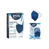 IPOS FFP2 Maske Blau CE Zertifiziert - Atemschutzmaske mit Gummiband, Nasenbügel anpassbar, farbige Faltmasken (10 Stück einzelverpackt im PE-Beutel)