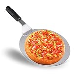OFKPO Pizzaschaufel Edelstahl, Pizza Schaufel mit Kunststoffgriff, Runder Pizzaschieber Pizzaspachtel für Backen Pizza Gebäck Teig Brot und Kuchen 25,5 x 43 cm