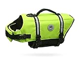 VIVAGLORY Ripstop Hunde Rettungsweste für Kleine Mittel Große Hunde Bootfahren, Hund Schwimmweste mit Verbesserter Auftrieb & Sichtbarkeit, Neon-Gelb