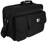 EAAKIE Herrentasche zum Umhängen XXL (43x31x18 cm), geräumige Arbeitstasche & Flugbegleiter in Schwarz bis für 17 Zoll Laptops und DIN A4 Ordner, verstellbarer Gurt