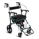 LQRCTRY 4-Rad-Rollator, Klappbarer Rollator Walker Verstellbare Sitzräder Rahmen aus Aluminiumlegierung