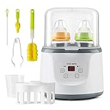 FUTURE FOUNDER 6 in 1 Flaschenwärmer Baby Doppelt Dampfsterilisator Babykostwärmer Sterilisator für Babyflaschen Bottle Warmer Milchwärmer Warmhaltefunktion Auftauen für Babyflaschen und Schnuller