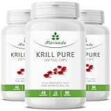 Krillöl Kapseln - 1000mg PURE Krill Öl für 135 Tage - mit Astaxanthin Omega 3-6 EPA DHA Cholin Phospholipide - Moriveda 3x 90 Kapseln