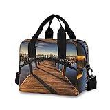 FANTAZIO Isolierte Lunchtasche Pier Sunrise Herren und Damen, weiche Kühlbox mit Schultergurt, auslaufsicher, 19 Dosen