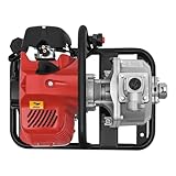Benzin Wasserpumpe Gartenpumpe Schmutzwasserpumpe 1,25KW/1,7PS 8000 l/h 30m Förderhöhe | 2-Takt-Motor mit Ölflasche & Filter | Hochdruckpumpe für Bewässerung/Entwässerung (610g/KW.h Spritverbrauch)