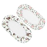 YARNOW 2 Stck. Dehnbares Spannbetttuch für Babybett Abnehmbarer Matratzenbezug für Stubenwagen mit Tier und Blumenmotiven Atmungsaktiv und Waschbar