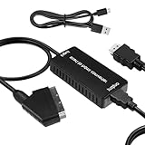 YUEIODDKL Scart auf HDMI Adapter, 1080P Scart to HDMI Konverter, Scar t zu HDMI Kabel Converter Ausgang für TV STB VHS Xbox PS3 Sky Blu-ray DVD usw