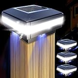GEYUEYA Home Solar Pfostenkappen Licht, Solarlampe Außen Zaunpfosten Lampe Säulenlampe Landschaft IP65 Wasserdicht für hölzerne Pfosten, Plattform, Patio, Zaun beleuchtung(4 Stück)