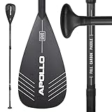 Apollo Carbon Paddel, SUP Paddel, 3-teiliges Paddel für Stand-Up-Paddling, 180-220 cm, Stechpaddel aus Carbon und Fiberglas für Kinder und Erwachsene