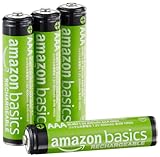 Amazon Basics AAA-NiMH-Akkus, wiederaufladbar, 800 mAh, bis zu 1000-mal aufladbar, vorgeladen, 4 Stück