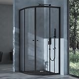 doporro Duschkabine Schiebetür Duschabtrennung Viertelkreis BxTxH 80x80x190 cm Klarglas ESG-Sicherheitsglas mit Nano-Beschichtung Ravenna32K schwarz