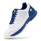 FitVille Extra Weit Tennisschuhe Herren rutschfest Hallenschuhe Atmungsaktiv Badminton Schuhe Bequemen Fitnessschuhe Weiß/Blau 44 EU Weit