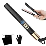 UMIGA Mini Glätteisen, Ionen Haarglätter, Tragbarer leichter Kleins Glätteisen, auto Abschaltung in 60 Min, mit LCD-Display, 2 in 1 für Kurzes Haar, Bart und knallt