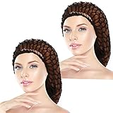 WLLHYF 2 Stück Mesh-Haarnetz Rayon-Strick-Schlauchmütze Häkel-Haarwickel Schlafmütze weiches Haarnetz große Haarabdeckung Ornament für Mädchen langes Dickes Haar (Polyester, Schwarz)