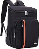QINGLOU 28L Kühlrucksack Thermo Rucksack Picknickrucksack Kühltasche Groß Isoliert Cooler Bag Männer Frauen für Picknick/BBQs/Camping/Ausflügen/Einkaufen (A. Schwarz)