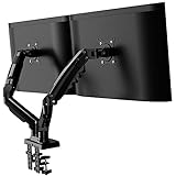 Invision Monitor Halterung 2 Monitore für 19 bis 32-Zoll-Bildschirme – VESA 75 & 100 mm Schreibtischklemme – Höhenverstellung Neig- Schwenkbar und Dreht – Erhöhte Tragfähigkeit von 2-9 kg (MX400)
