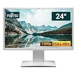 Fujitsu Display P24W-6 24 Zoll Business Computer Monitor, Desktop Gaming Monitor, Full HD+ (VGA - DisplayPort - DVI - Lautsprecher - USB-HUB - VESA), PC Bildschirm, marmorgrau (Generalüberholt)