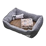Katzennestbett, Schlafsofa für Hunde, Haustierbetten aus weichem Stoff, Hundekissen, Hundekissen mit Kühlmatte, Decke und Spielzeugknochen, bequemes Bett
