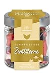 Zuckersüße Zimtsterne mit Vanilleschaum 120g | Gummibärchen in Zimtsternform | Geschenk für Weihnachten | Süße Zimtsterne | Leckere Fruchtgummis in Geschenkglas für Freunde, Familie