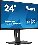 Iiyama Prolite XUB2493HS-B5 60,5cm (23,8') IPS LED-Monitor Full-HD (HDMI, DisplayPort) Ultra-Slim-Line, Höhenverstellung, Pivot, schwarz