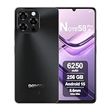 DOOGEE Note58 Pro Smartphone Android 15 4G, 32GB RAM + 256GB ROM, 6250mAh Akku, Display 6.75 Zoll HD+ 90Hz, AI Kamera 16MP, Octa-Core, Dual SIM, NFC, Handy Ohne Vertrag, 2025, Schwarz
