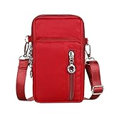 TDEOK Damen Crossbody Bag Korean Hanging Neck Handytasche Wrist Wallet Handytasche Taschen Herren Umhänge (Red, One Size)