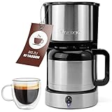 Clatronic® Kaffeemaschine mit Thermoskanne für 8–10 Tassen Kaffee (ca. 1,2L) | Filterkaffeemaschine Edelstahl | doppelwandige Thermoskanne | kein Temperaturverlust | Kaffeemaschine 800W | KA 3805