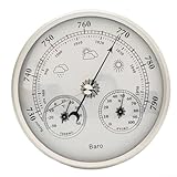 3-in-1 Wetterstation, Thermometer, Hygrometer und Barometer, Zifferblatt-Barometer, Luftdruckmessung, 130 mm