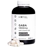 GABA 1300 mg mit Vitamin B6. 240 vegane Kapseln für 4 Monate. Gamma-Amino-Buttersäure mit Vitamin B6 verbessert die Qualität des Schlafs und der Erholung und reduziert Angst und Stress