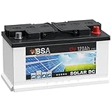 BSA Solar DC 12V 120Ah Batterie Solarbatterie Versorgungsbatterie Boot Wohnmobil (120Ah)