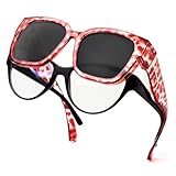 Face Shadow Polarisierte Überzieh Sonnenbrille Damen, Sonnenbrille für Brillenträger, Überbrille Sonnenüberbrille UV-Schutz Ultra Leicht Fit-Over Brille