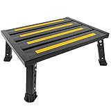 ILOKNZI Aluminium Klapptritt Trittleiter 1 stufe Arbeitsplattform Wohnmobiltrittstufen Max Belastung 220 kg für Camping/Autowäsche/Küche, faltbare, höhenverstellbare Hockerleiter mit Anti-Rutsch-Matte