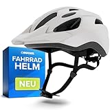 BÜCHEL Fahrradhelm mit In-Mould-Technologie – für Kinder & Erwachsene – Cam Lock, Kinnpolsterung & Fliegennetz – Größen M 52–57 cm & L 58–61 cm – Schwarz, Weiß, Grau (Weiß Matt, L, 58-61cm)