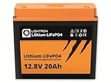 LIONTRON LiFePO4 12,8V 20Ah LX; 256Wh;  3000 Zyklen bei 90% Entladungstiefe (DOD) mit BMS Überwachung; für Wohnmobil oder Boot 182x77x102mm - LI1220LX