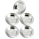 Set mit 5 Speisetellern aus 304 Edelstahl, rund, Metall, Servierteller, geeignet für Zuhause und Küche