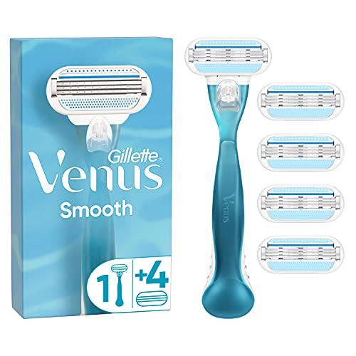 Gillette Venus Smooth Rasierer Damen, Damenrasierer + 5 Rasierklingen mit 3-fach Klinge, Frauen Geschenk ,5 Stück (1er Pack)