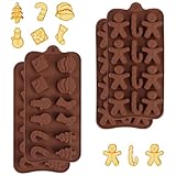 Weihnachts-Silikonform, 4 Stück Weihnachten Schokoladenformen Silikon, Weihnachtsbaum, Weihnachtsmann, Weihnachtsstrumpf und Schneemann Schokolade Silikonform für DIY Weihnachts Schokolade