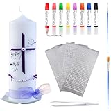 Scentoria Taufkerze Selber Machen Set, Taufkerze Junge, Kommunionkerze Junge, Konfirmationskerze, Osterkerze 2025 Taufkerzen, Kommunion Kerze, Taufkerzen Selbst Gestalten, Kommunionkerze Jungen