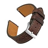 EACHE 18mm Kaffee Leder Uhrenarmbänder Schnellverschluss für Frauen Herren Italien Pueblo Top Grain Vintage Leder Uhrenarmbänder Dunkel Braun