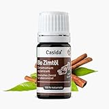 Casida® Zimtöl Bio zum Einnehmen - Lebensmittelqualität, 100% reines ätherisches Öl, vegan, ohne Zusatzstoffe, vielseitig einsetzbar, 5ml