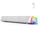 SOULION R30 Plus Computer Lautsprecher, USB-betrieben, Bluetooth V5.3 PC Lautsprecher, Bunte LED-Lichter mit Schaltertaste, Computer Boxen für Desktop, Laptop, Handy (kein 3,5-mm-AUX)