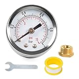 0-15psi 0-1BAR Kraftstoffdruckmesser Aus Robuellem Doppelstock Manometer Für Kraftstoffinjektionssysteme Zentrum Rückenmontage