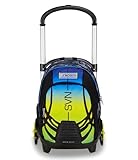 Seven Schultrolley Flex 3 Räder, Blau Gelb, Rucksack mit abnehmbarem Trolley 31 Liter, mit PC-Tasche, Trinkflasche, Mehrzweck, handlich und bequem, mittlere und obere Schulen, Jungen